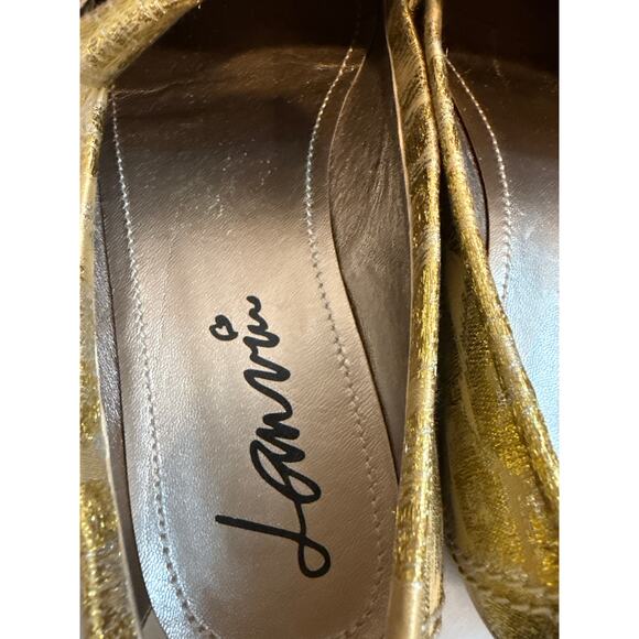 Lanvin Gold Metallic Brocade Leather and Silk Kiltie Loafers, 40 - Picture 7 of 8